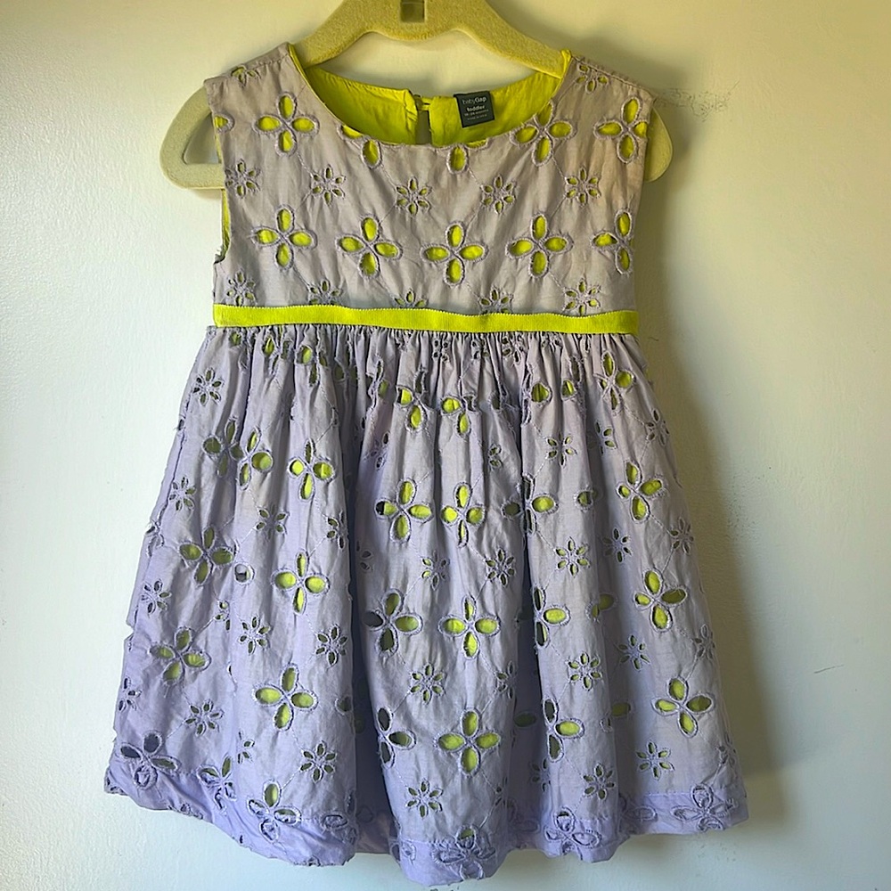 Baby Gap Toddler Lavender Pinafore Flower Spring Dress - 18-24 months